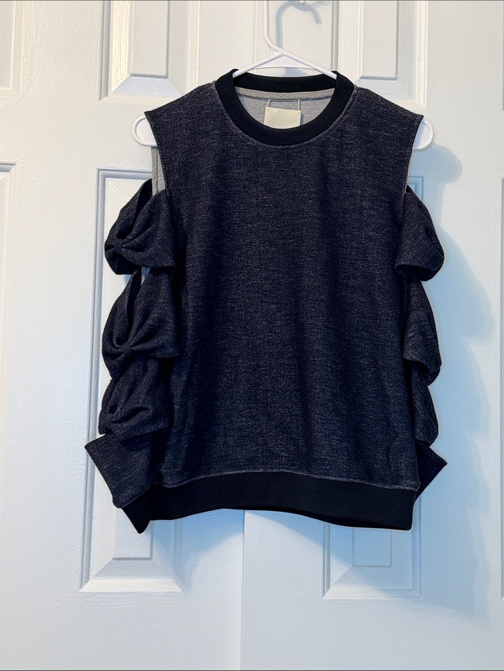 Prose & Poetry Anthropologie Navy Sweatshirt Bow Sleeves Size S